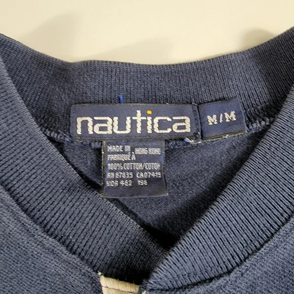 VINTAGE Nautica Polo Shirt Mens M medium Color block Sailing Rugby Cotton - Picture 4 of 7